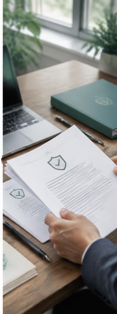 Business verification documents arranged securely on a desk