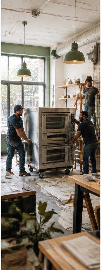 A local shop installing new equipment during a renovation